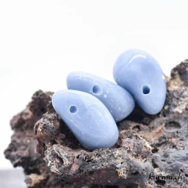 Pendentif En Angélite Naturelle – Galet Plat Sur Chaîne Acier Inoxydable | Pierre Unique, Provenance Pérou, Bijou Naturel