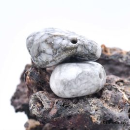 Magnésite et Pyrite – Pendentif en pierre percée – N°13720