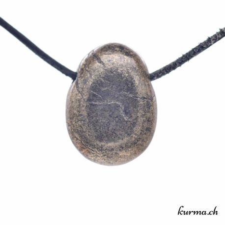Pendentif Pyrite et Néphrite - N°10278.4-3 disponible dans la boutique en ligne Kûrma. Votre Magasin de lithothérapie Suisse en ligne.
