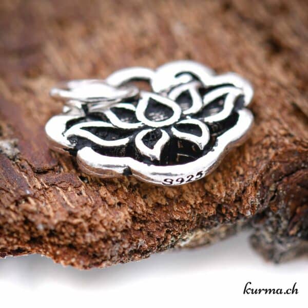 5 Charms Pendentifs Fleur De Lotus En Argent 925 - Pour Création Bijoux DIY, Collier, Bracelet - Taille 11x10.5 Mm