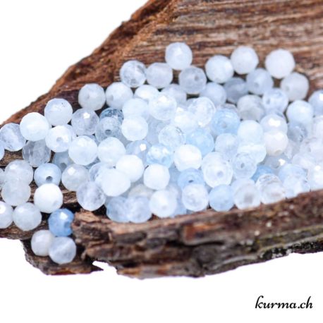 Perle Aigue Marine 3mm Facette - Nº10697-2 disponible dans la boutique en ligne. Kûrma ta boutique Suisse de bijoux en perles et de création