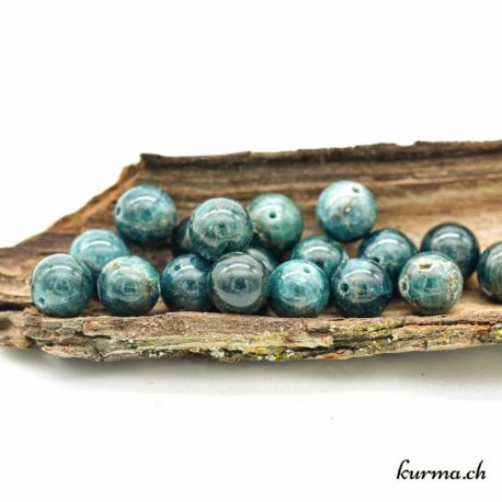 Perle Apatite Bleue Pétrole 10mm - Nº10706-1 disponible dans la boutique en ligne. Kûrma ta boutique Suisse de bijoux en perles et de création