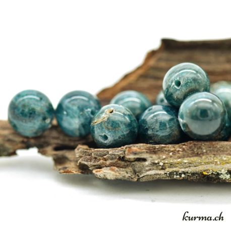 Perle Apatite Bleue Pétrole 10mm - Nº10706-2 disponible dans la boutique en ligne. Kûrma ta boutique Suisse de bijoux en perles et de création