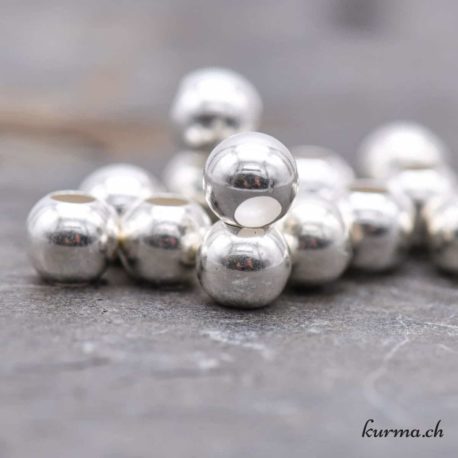 Perle ronde 5mm Argent 925 polis perçage 2.2mm  3 disponible dans la boutique en ligne Kûrma. Votre magasin de pierre et minéraux en suisse