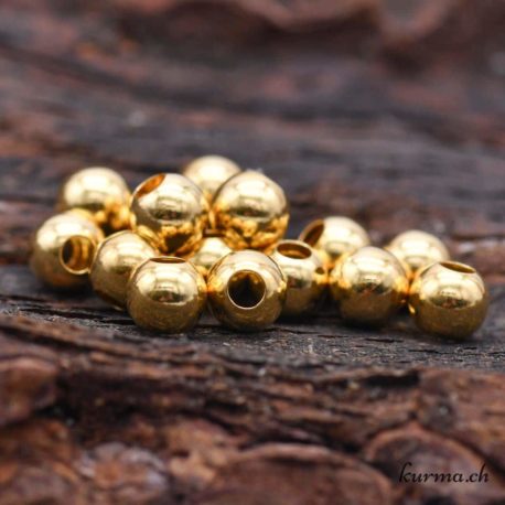Perle ronde 6mm Argent 925 doré perçage 2.4mm  1 disponible dans la boutique en ligne Kûrma. Votre magasin de pierre et minéraux en suisse