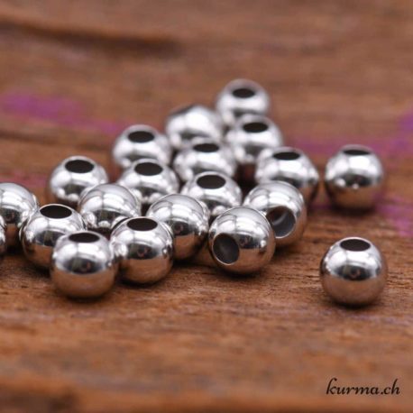 Perle ronde 6mm Argent 925 rhodié perçage 2.4mm  1 disponible dans la boutique en ligne Kûrma. Votre magasin de pierre et minéraux en suisse