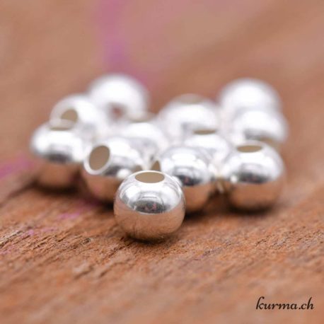 Perle ronde 7mm Argent 925 perçage 2.7mm  2 disponible dans la boutique en ligne Kûrma. Votre magasin de pierre et minéraux en suisse
