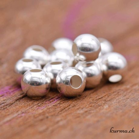 Perle ronde 7mm Argent 925 perçage 2.7mm  3 disponible dans la boutique en ligne Kûrma. Votre magasin de pierre et minéraux en suisse