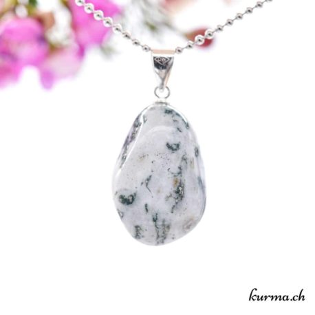 Pendentif Agate Arborisée avec boucle en argent - N°11595.1-3 disponible dans la boutique en ligne. Kûrma ton magasin de pierres semi-précieuses en Suisse