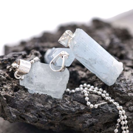 Aigue-marine cristal pendentif en argent 925