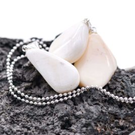 Aragonite blanche «Aragonite coquillage» pendentif en argent 925 – N°11623