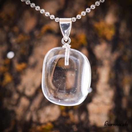 Cristal de roche pendentif boucle en argent