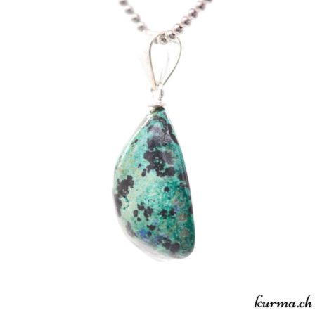 Pendentif Eilat Stone - Chrysocolle & Malachite avec boucle en argent - N°11655.1-2 disponible dans la boutique en ligne. Kûrma ton magasin de pierres semi-précieuses en Suisse