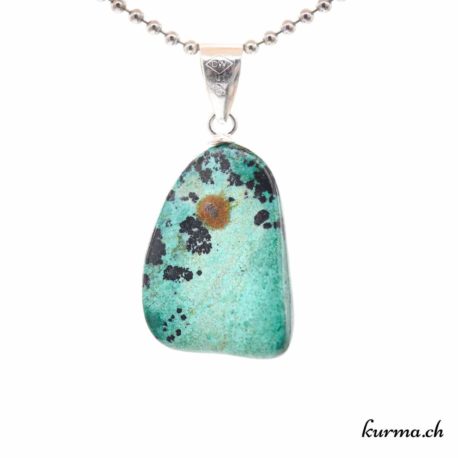 Pendentif Eilat Stone - Chrysocolle & Malachite avec boucle en argent - N°11655.1-3 disponible dans la boutique en ligne. Kûrma ton magasin de pierres semi-précieuses en Suisse