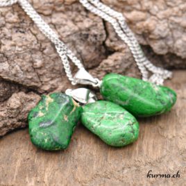 Jade albite «Jade de Birmanie» Maw Sit pendentif en argent 925 – N°11694