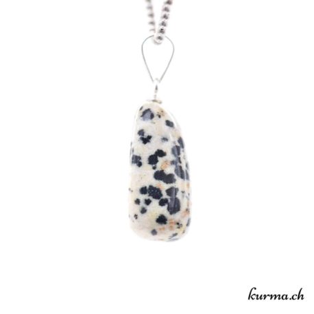 Pendentif Jaspe Dalmatien - Aplite avec boucle en argent - N°11670.2-2 disponible dans la boutique en ligne. Kûrma ton magasin de pierres semi-précieuses en Suisse