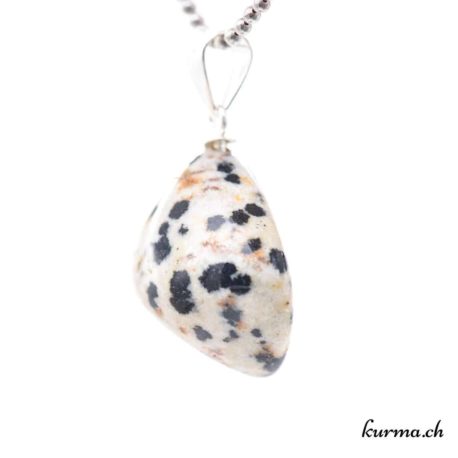Pendentif Jaspe Dalmatien - Aplite avec boucle en argent - N°11670.3-2 disponible dans la boutique en ligne. Kûrma ton magasin de pierres semi-précieuses en Suisse