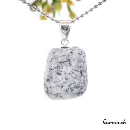 Pendentif Jaspe K2 - Granite & Azurite avec boucle en argent - N°11674.3-3 disponible dans la boutique en ligne. Kûrma ton magasin de pierres semi-précieuses en Suisse