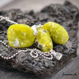 Lizardite «Jade de Norvège» pendentif en argent 925 – N°11685