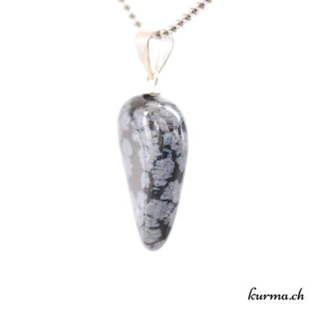 Pendentif Obsidienne Flocon de Neige avec boucle en argent - N°11702.1-2 disponible dans la boutique en ligne. Kûrma ton magasin de pierres semi-précieuses en Suisse
