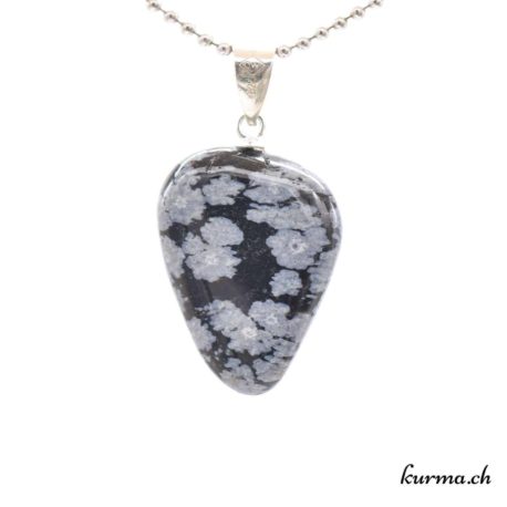 Pendentif Obsidienne Flocon de Neige avec boucle en argent - N°11702.1-3 disponible dans la boutique en ligne. Kûrma ton magasin de pierres semi-précieuses en Suisse