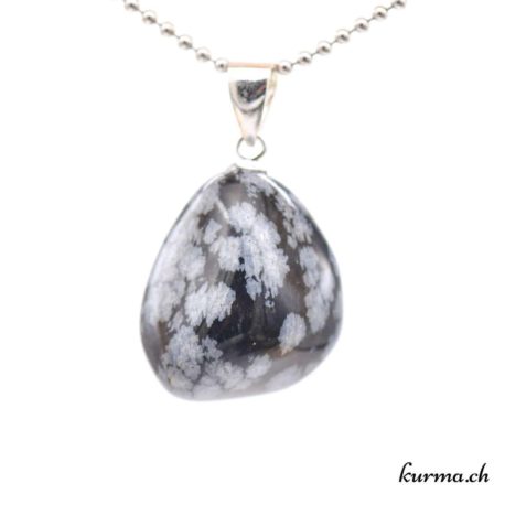 Pendentif Obsidienne Flocon de Neige avec boucle en argent - N°11702.2-1 disponible dans la boutique en ligne. Kûrma ton magasin de pierres semi-précieuses en Suisse