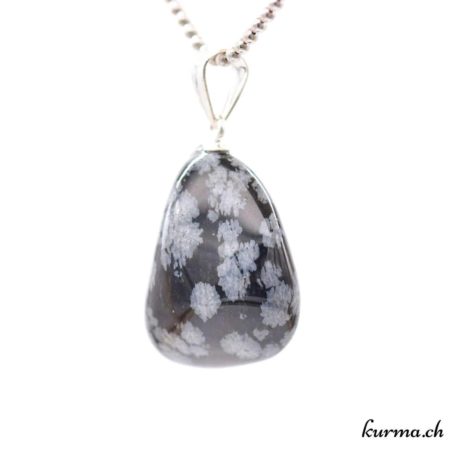Pendentif Obsidienne Flocon de Neige avec boucle en argent - N°11702.2-2 disponible dans la boutique en ligne. Kûrma ton magasin de pierres semi-précieuses en Suisse