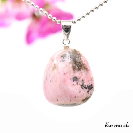 Rhodonite rose pendentif boucle en argent