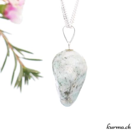 Pendentif Smaragdite & Quartz-''Emeraude'' avec boucle en argent - N°11744.1-2 disponible dans la boutique en ligne. Kûrma ton magasin de pierres semi-précieuses en Suisse