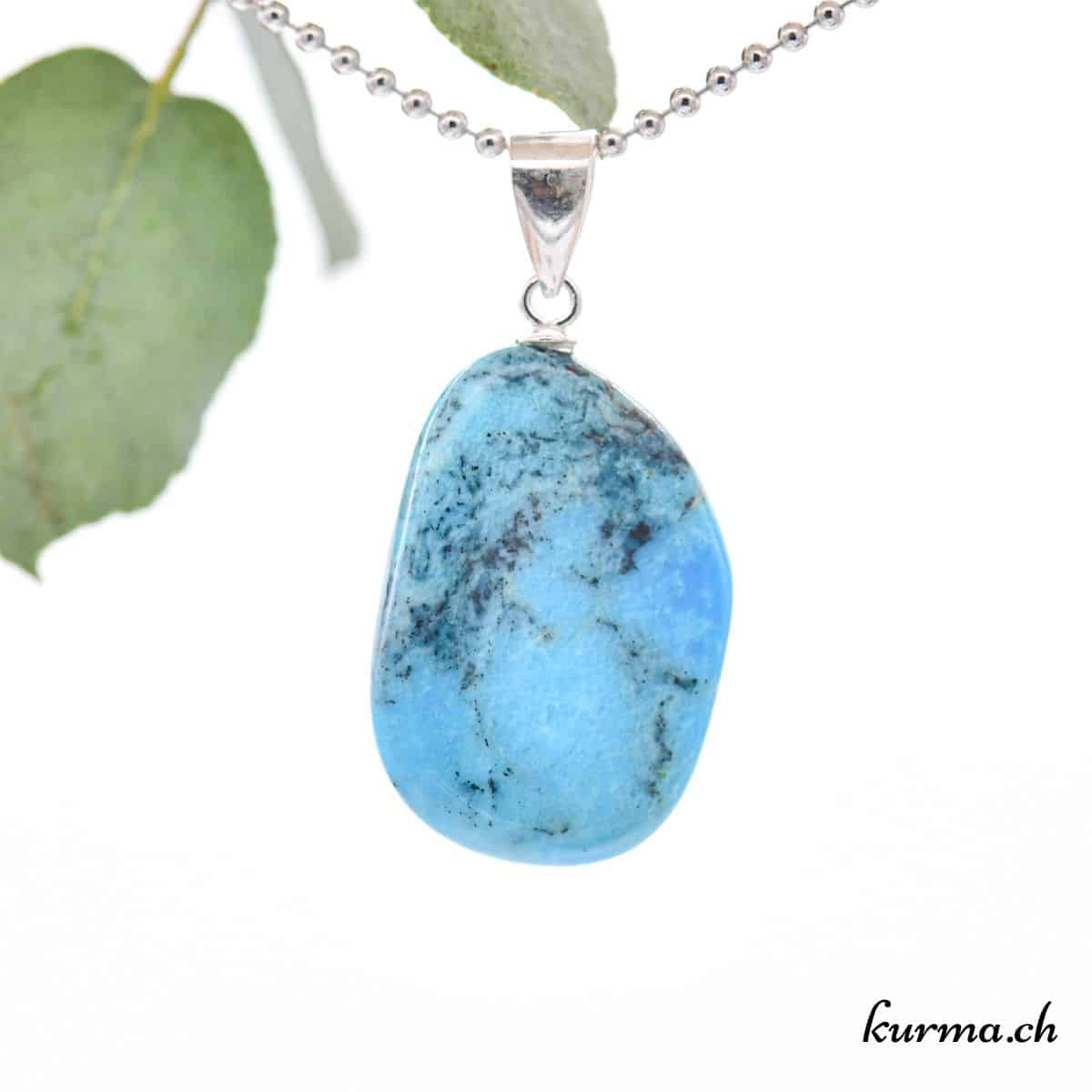 Pendentif Turquoise Arizona En Argent 925 - Pierre Naturelle Bleue - Porte-bonheur