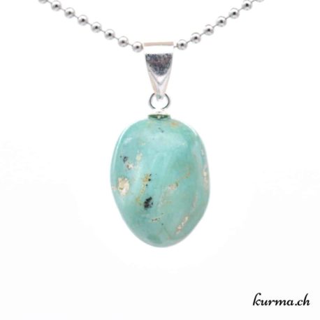 Pendentif Turquoise (Stab) avec boucle en argent - N°11750.3-2 disponible dans la boutique en ligne. Kûrma ton magasin de pierres semi-précieuses en Suisse