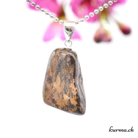 Pendentif Bronzite avec boucle en argent - N°11632.1-1 disponible dans la boutique en ligne. Kûrma ton magasin de pierres semi-précieuses en Suisse