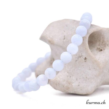 Bracelet Calcédoine Bleue  6mm - Nº9000-3 disponible dans la boutique en ligne Kûrma. Votre magasin de pierre et minéraux en suisse