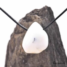 Opale blanche 'Milk Opale' - Pendentif en pierre percée