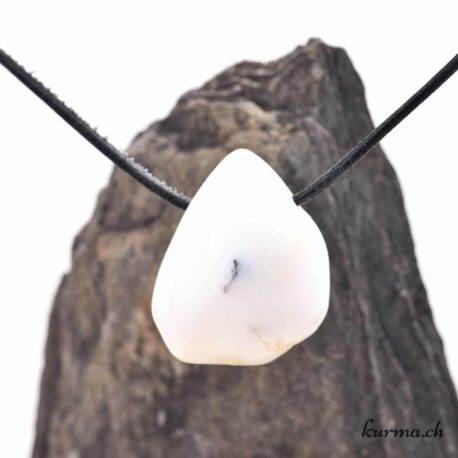 Opale blanche 'Milk Opale' - Pendentif en pierre percée