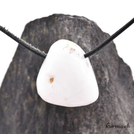 Opale blanche 'Milk Opale' - Pendentif en pierre percée