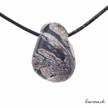 Pinolite 'Pierre Chrysanthème' - Pendentif en pierre percée
