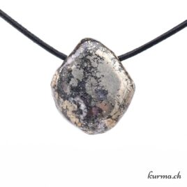 Pyrite sur Quartz - Collier en pierre percée