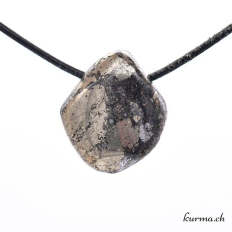 Pyrite sur Quartz - Collier en pierre percée