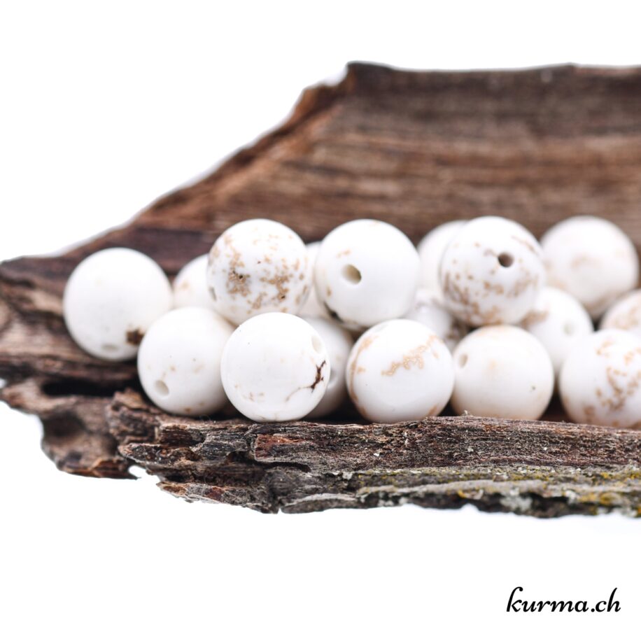 Lot De 10 Perles En Magnésite Boules 8mm Couleur Blanc Crème/ivoire Beige - Finition Mat Sablé Givré