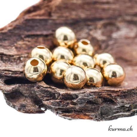 Perle Ronde 5mm - Argent 925 doré, perçage 1.5mm (1pcs)- N°13338-1 disponible dans la boutique en ligne Kûrma. Votre magasin de pierre et minéraux en suisse