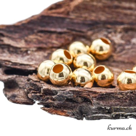 Perle Ronde 5mm - Argent 925 doré, perçage 2.2mm (1pcs)- N°13328-1 disponible dans la boutique en ligne Kûrma. Votre magasin de pierre et minéraux en suisse