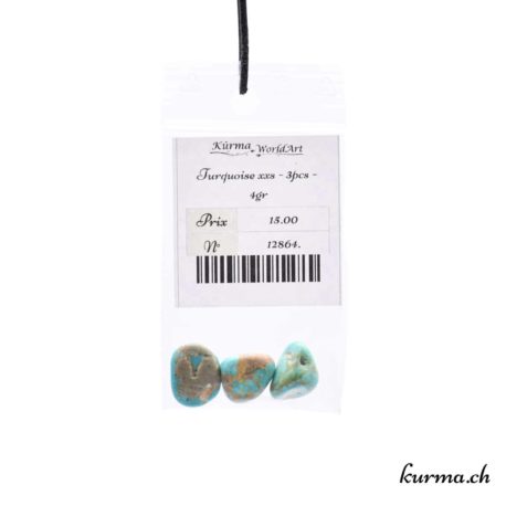 Pierre pour Orgonite Turquoise XXS - 3pcs - 4gr - Nº 12864-1 disponible dans la boutique en ligne Kûrma. Votre bijouterie Suisse en ligne.