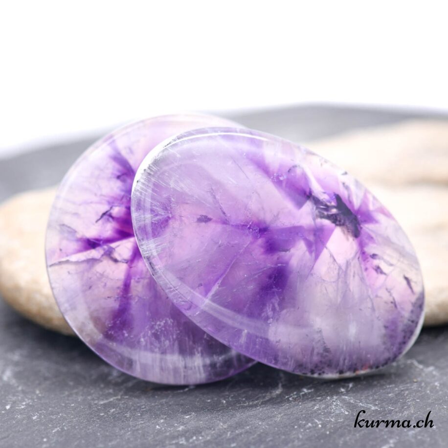 Broche Rétro Dorée Avec Cabochon Verre Mauve Améthyste - Bijou Vintage 4070