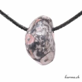 Cinabre sur Ardoise 'Pierre du dragon' - Collier en pierre percée