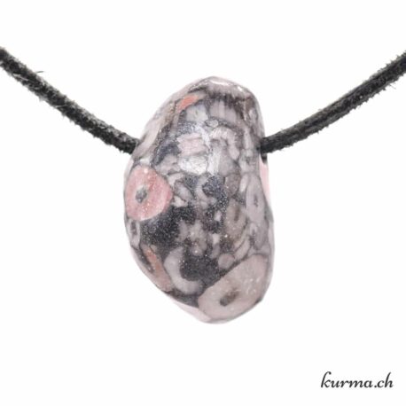 Cinabre sur Ardoise 'Pierre du dragon' - Collier en pierre percée