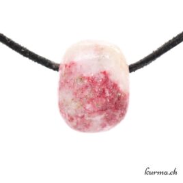 Cinabre sur Quartz - Collier en pierre percée