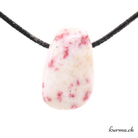 Cinabre sur Quartz - Pendentif en pierre percée