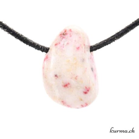 Cinabre sur Quartz - Pendentif en pierre percée