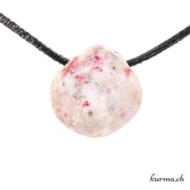 Cinabre sur Quartz - Pendentif en pierre percée